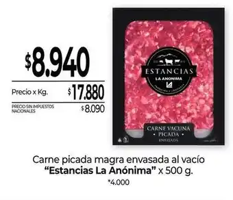 Carne picada magra envasada al vacío