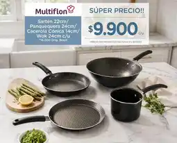 La Anonima Multiflon - sartén 22cm/ panquequera 24cm/ cacerola cónica 14cm/ wok 24cm oferta