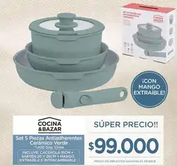 La Anonima Set 5 piezas antiadherentes cerámico verde oferta