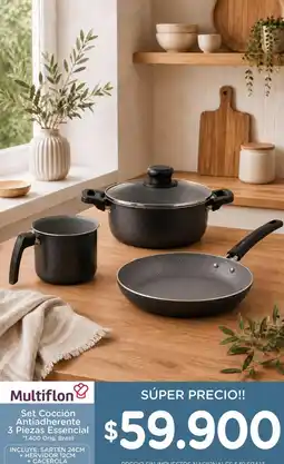 La Anonima Multiflon - set cocción antiadherente 3 piezas esencial oferta