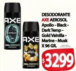 Supermercados Mariano Max Axe - aerosol apollo - black - dark temp - gold vanilla - marine - musk x 96 gr oferta