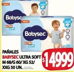 Supermercados Mariano Max Babysec - pañales ultra soft m 68/g 60/ xg 52/ xxg 50 un oferta