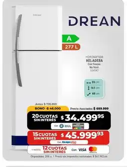 Cooperativa Obrera Drean - heladera hor26d50b oferta