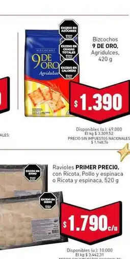 Cooperativa Obrera 9 de oro - bizcochos agridulces oferta