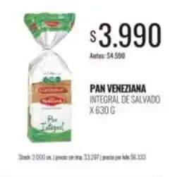 Supermercados Tadicor Veneziana - pan veneziana integral de salvado oferta