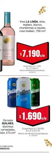Cooperativa Obrera La linda - vino tinto, malbec, blanca, chardonnay o rosado, rosé malbec, 750 cm³ oferta