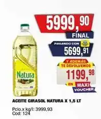 Maxiconsumo Natura - aceite girasol x 1,5 lt oferta
