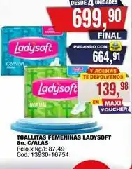 Maxiconsumo Ladysoft - toallitas femeninas 8u. c/alas oferta