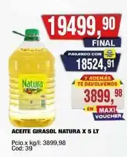 Maxiconsumo Natura - aceite girasol oferta