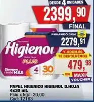 Maxiconsumo Higienol - papel higienico d.hoja 4x30 mt oferta