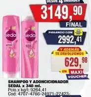 Maxiconsumo Sedal - shampoo y adoncicionador sedal x 340 ml oferta