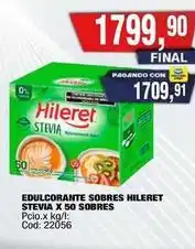 Maxiconsumo Hileret - edulcorante sobres stevia x 50 sobres oferta