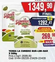 Maxiconsumo La cumbre - yerba la cumbre bur-lim-nar x 500g oferta