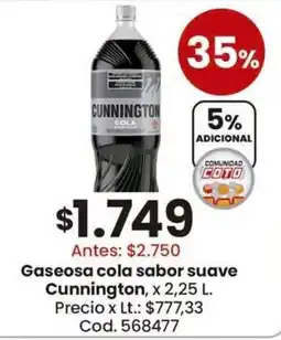 Coto Cunnington gaseosa cola sabor suave oferta
