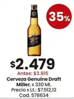 Coto Miller cerveza genuine draft oferta