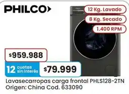 Coto Philco lavasecarropas carga frontal phls128-2tn oferta