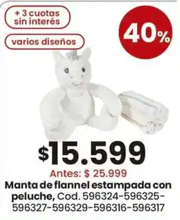 Coto Manta de flannel estampada con peluche oferta