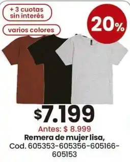 Coto Remera de mujer lisa oferta