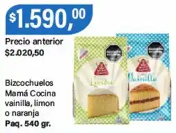 Supermercados Damesco Mamá Cocina bizcochuelos vainilla, limon o naranja oferta