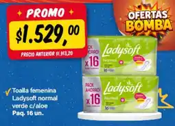 Supermercados Damesco Ladysoft toalla femenina normal verde c/ aloe oferta