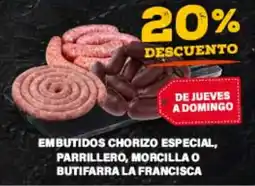 Supermercados Damesco Embutidos chorizo especial, parrillero, morcilla o butifarra la francesa oferta