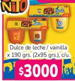 Beltrán Supermercados Niño dulce de leche / vainilla oferta