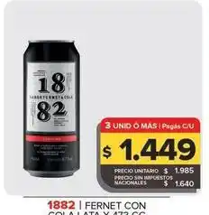 Carrefour Maxi 1882 - fernet con cola lata oferta