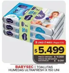 Carrefour Maxi Babysec - toallitas humedas ultrafresh oferta