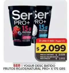 Carrefour Maxi Ser - yogur desc batido frutos rojos/natural pro+ oferta