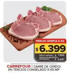 Carrefour Maxi Carrefour - carre de cerdo/ en tercios congelado x kg mp oferta