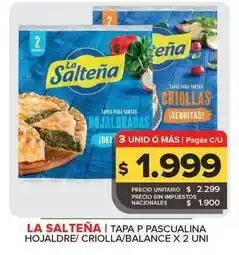 Carrefour Maxi La salteña - tapa p pascualina hojaldre/criolla/balance 2 uni oferta
