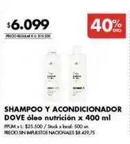 Disco Dove - shampoo y acondicionador nutrición oferta