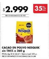 Disco Nesquik - cacao en polvo oferta
