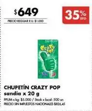 Disco Crazy pop - chupetín crazy pop oferta
