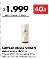 Disco Cerveza andes origen rubia oro oferta