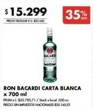 Disco Bacardi - ron carta blanca oferta