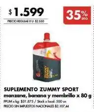 Disco Suplemento zummy sport manzana, banana y membrillo oferta