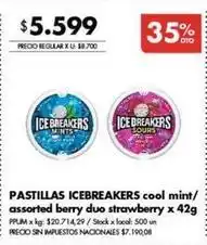 Disco Pastillas icebreakers cool mint/ assorted berry duo strawberry oferta