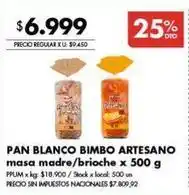 Disco Bimbo - pan blanco bimbo artesano masa madre/brioche oferta
