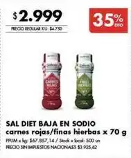 Disco Sal diet baja en sodio carnes rojas/finas hierbas oferta
