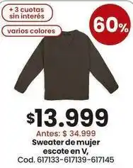 Coto Sweater de mujer escote en v, cod. 617133-617139-617145 oferta