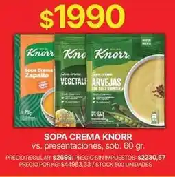 Supermercados Vea Knorr - sopa crema oferta