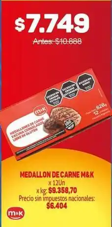 Makro M&k - medallon de carne oferta