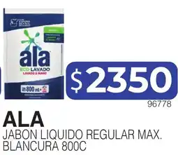 Masivos Ala jabon liquido regular max. blancura 800c oferta