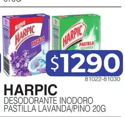 Masivos Harpic desodorante inodoro pastilla lavanda/pino 20g oferta