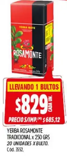 Supermercados Yaguar Rosamonte yerba mate tradicional oferta