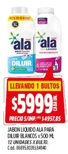 Supermercados Yaguar Ala jabon liquido para diluir blancos oferta