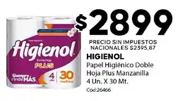 Diarco Higienol papel higiénico doble hoja plus manzanilla oferta