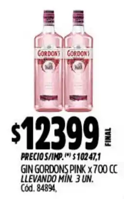 Supermercados Yaguar Gin gordon's pink oferta