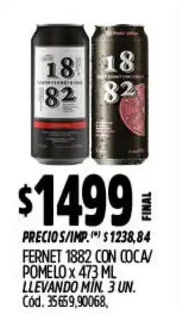 Supermercados Yaguar Fernet 1882 con coca/ pomelo oferta